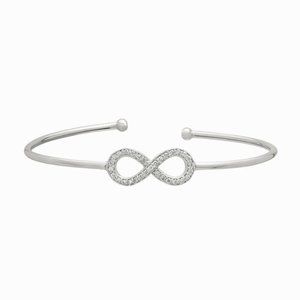 0.40 Carat Natural Diamond Infinity Bangle Bracelet 14K White Gold